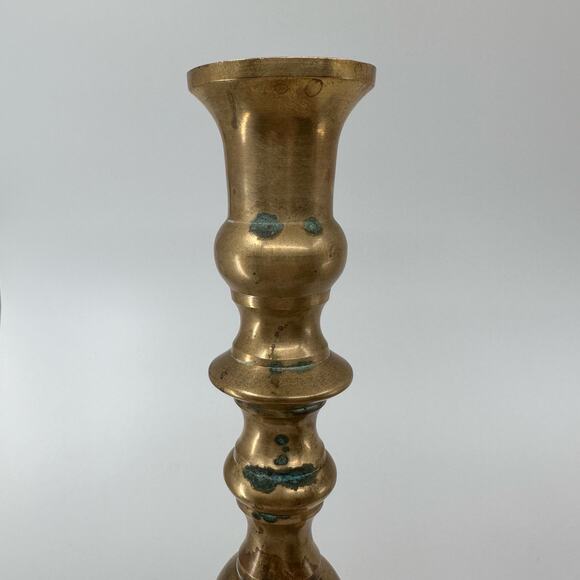 Vintage Pair Large Brass Statement Candlesticks Mid Century Modern Candelabras - Picture 8 of 8